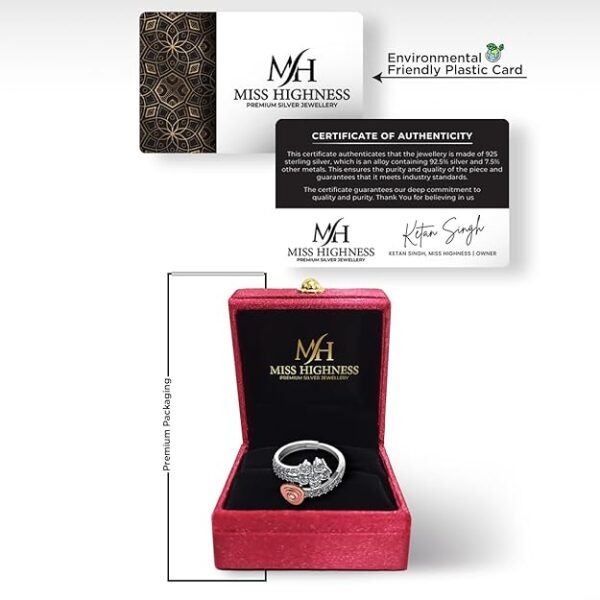 Miss Highness 925 Pure Silver Rose Flower Special Ring | Rings for Ladies and Girls | Gift for Women | With Certificate of Authenticity and 925 Stamp - Image 2