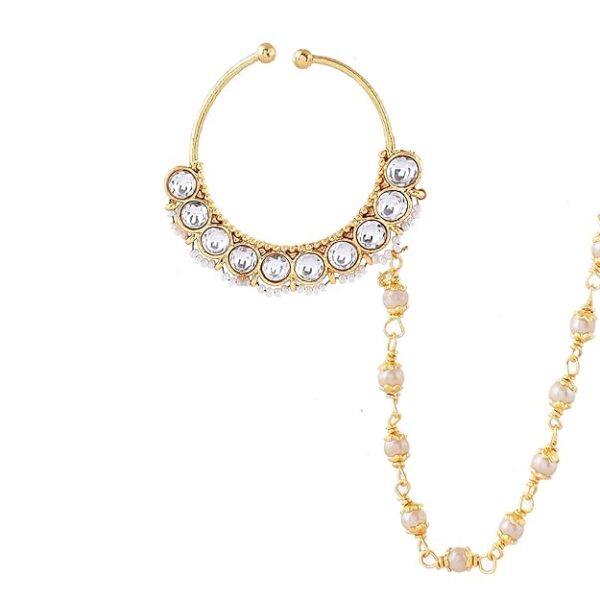 Kundan Elegance Shahi Noor Nath Nose Ring For Women|Women Gold Nose Rings|Kundan Polki Nose Rings|Gift For Her|Women Gifts|Gift For Valentine|Valentine Gifts|Raksha Bandhan Gifts|Gift For Sister