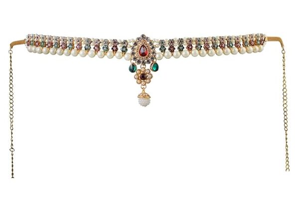 Handicraft Kottage Gold Plated Pearl with Multi Color Stone Belly Chain for Women - Image 4