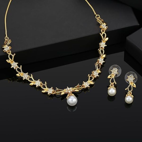 Estele Gold Plated Austrian Crystals Necklace Set for Women - Image 4