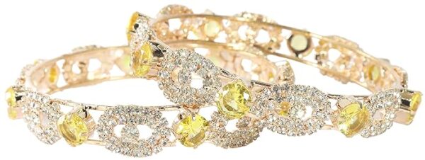 LAVAZZA Rose CZ Amercian Diamond Alloy Metal Bangles Premium Kada Set For Women & Girls | Latest Women's Kangan Stylish | Trendy Girl's Bangles Bracelet | Rose Gold Bangles Diamond- Set of 2 Bangles - Image 4
