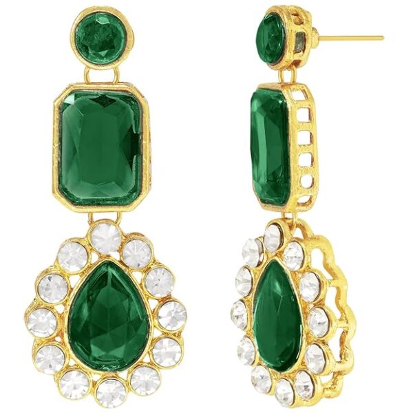 Peora Gold Plated Kundan Long Necklace Earring Indian Traditional Jewellery Set for Women & Girls - Image 2