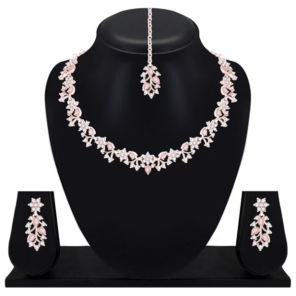 Atasi International American Diamond AD with Colorful Crystal Necklace Jewellery Set for Women/Girls | Perfect for Weddings, Parties & Festive Occasions - Image 2