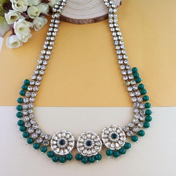 I Jewels Gold Plated Traditional Ethnic White Floral Design Kundan And Stone Studded Adjustable Pearl Kamarband/Belly Chain/Kandora/Wait Belt For Women - Image 5