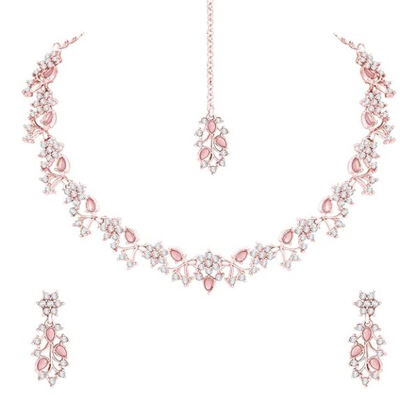 Atasi International American Diamond AD with Colorful Crystal Necklace Jewellery Set for Women/Girls | Perfect for Weddings, Parties & Festive Occasions