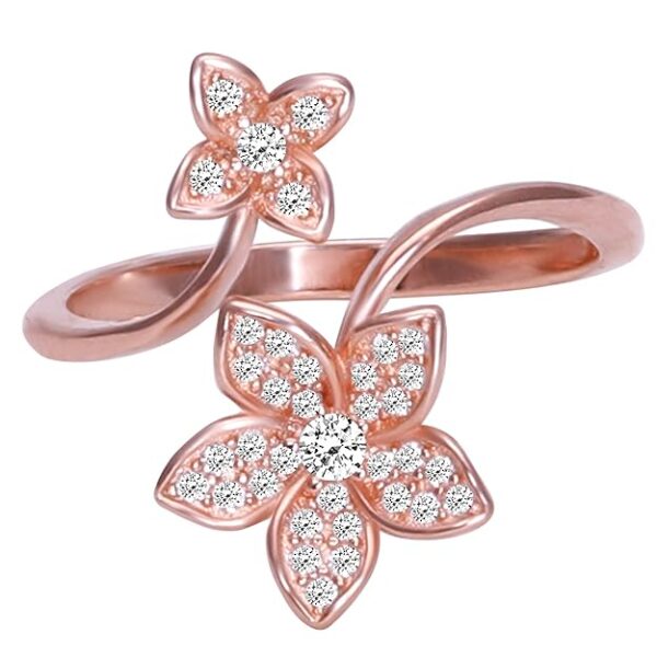GIVA 925 Silver Rose Gold Blooming Flower Ring, Adjustable | Gifts for Girlfriend, Gifts for Women and Girls | With Certificate of Authenticity and 925 Stamp | 6 Month Warranty*