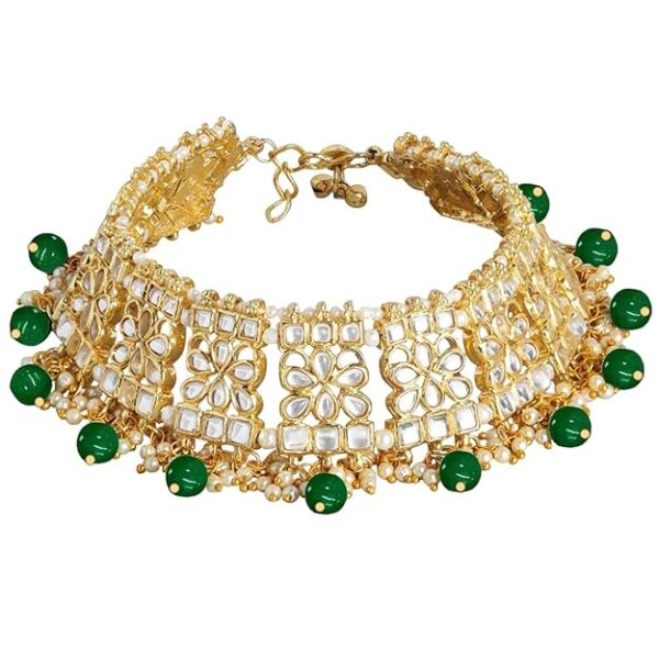 I Jewels Gold Plated Bridal Kundan Anklets for Women - Image 4