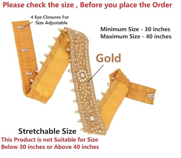 Vama Fashions Embroidery Maggam Aari Zari Work Fabric hip waist Belt Kamarbandh kamarpatta for Sarees & traditional Dress (Stretchable Size 30-40 inches only) - Image 3