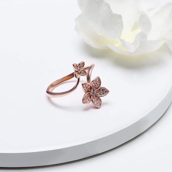 GIVA 925 Silver Rose Gold Blooming Flower Ring, Adjustable | Gifts for Girlfriend, Gifts for Women and Girls | With Certificate of Authenticity and 925 Stamp | 6 Month Warranty* - Image 3