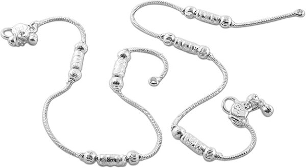 Heer Collection Traditional Trendy Jewellery All Occassions Anklets Payal Pair for Women/Girls Alloy Anklet (Pack of 2)(Bzr_121PayalDeevanVPSadha(1Pair))