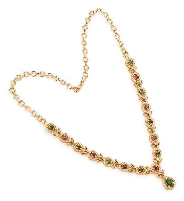 Sasitrends Traditional Micro Gold Plated Multi Color AD American Diamond Jewellery Necklace Jewellery Set for Women and Girls - Image 2