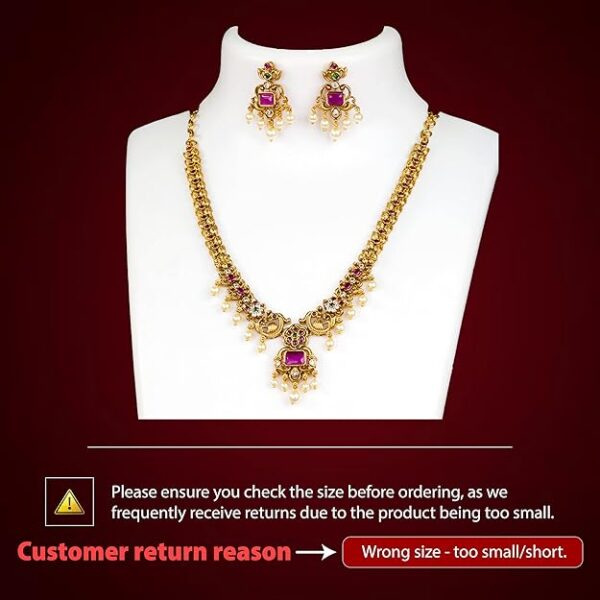 Sasitrends Enchanting Gold Plated Peacock and Floral Pearl Necklace Jewellery Set for Women & Girls - Image 4