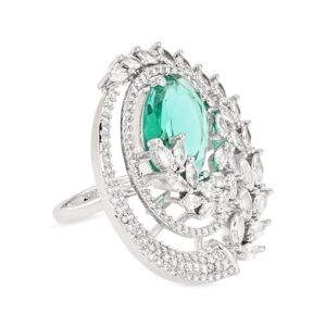 I Jewels Valentines Special Stylish Latest Fashion American Diamond Cubic Zirconia Adjustable Brass Finger Ring For Women/Girls (FL247)