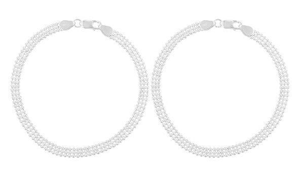 Parnika (Formerly MJ Trendy Flexible Silver Payal (Anklets) in Pure 92.5 Sterling Silver for Girls/Women | Gift for Women and Girls | With Certificate of Authenticity | - Image 2