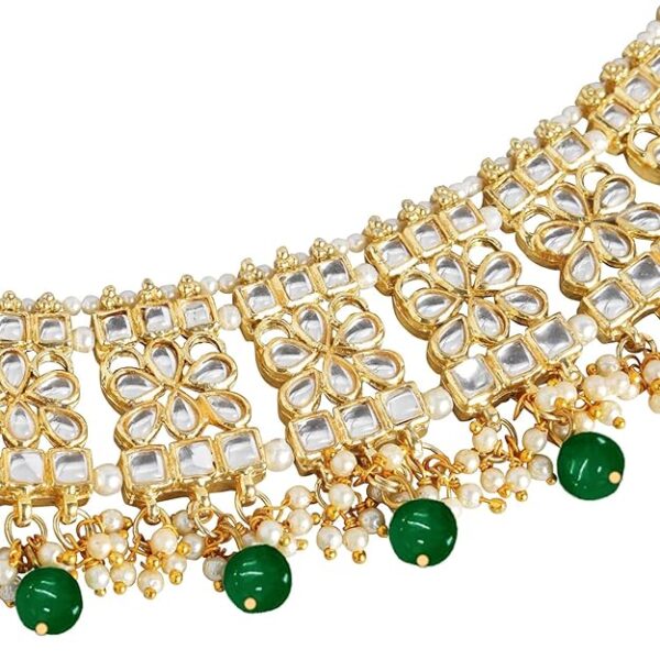 I Jewels Gold Plated Bridal Kundan Anklets for Women - Image 3
