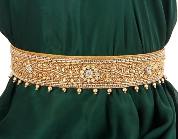 Vama Fashions Embroidery Maggam Aari Zari Work Fabric hip waist Belt Kamarbandh kamarpatta for Sarees & traditional Dress (Stretchable Size 30-40 inches only)