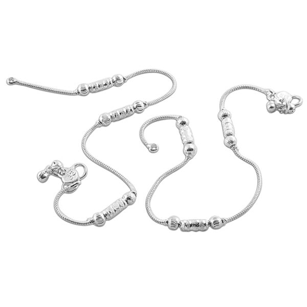Heer Collection Traditional Trendy Jewellery All Occassions Anklets Payal Pair for Women/Girls Alloy Anklet (Pack of 2)(Bzr_121PayalDeevanVPSadha(1Pair)) - Image 2
