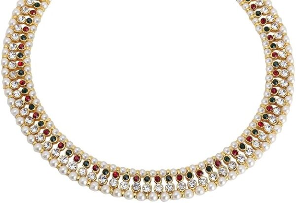 SheCARIO Gold Plated Anklets | Payal With White Moti | Pajeb | Pattilu | Painjan | Foot Jewellery for Girls & Women - Multicolor - Set of 1