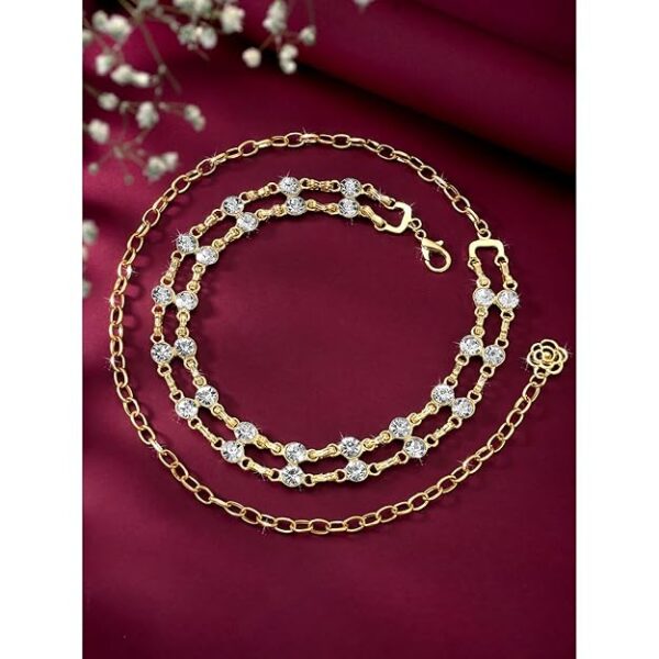 Peora Fashion Cubic Zirconia Studded Dress Belly Chain Adjustable Waist Chain Fancy Kamarbandh Belt for Women - Image 7