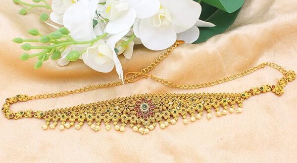 Gold-Plated Stylish Saree Kamarbandh for Women Ethnic South Indian Wedding Golden Fancy Kamar Waist Belt for Saree & Lehenga-260 - Image 2