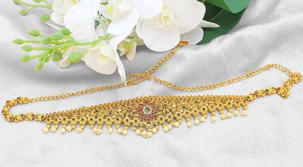 Gold-Plated Stylish Saree Kamarbandh for Women Ethnic South Indian Wedding Golden Fancy Kamar Waist Belt for Saree & Lehenga-260 - Image 3