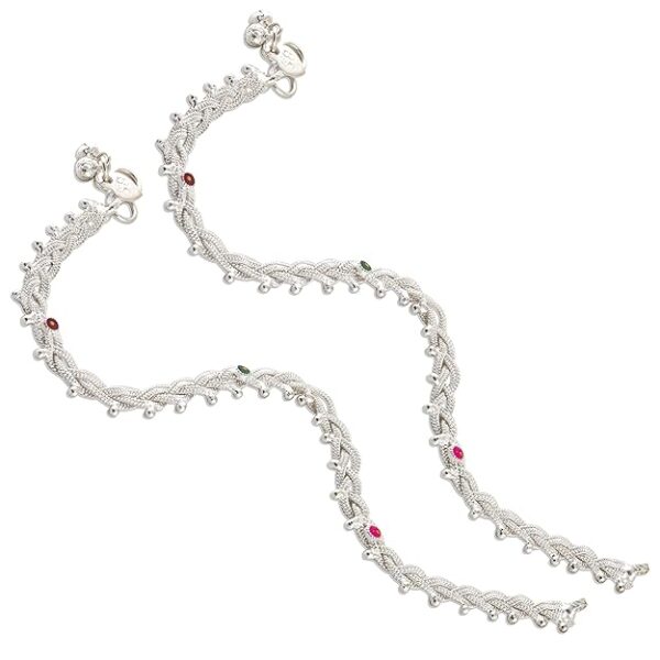 Heer Collection Traditional Trendy Jewellery All Occassions Anklets Payal Pair for Women/Girls Alloy Anklet (Pack of 2)(Bzr_Payal-111-ChotiRava(1-Pair))