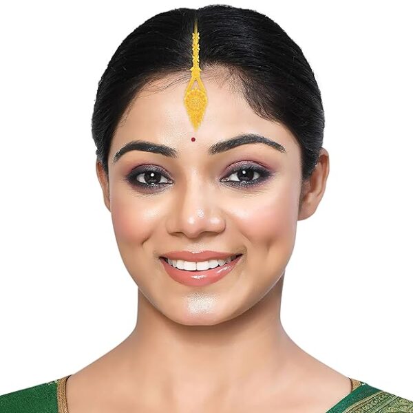 arch fashion Elegant Maang Tikka for Women | Traditional Indian Bridal Forehead Jewelry ? Gold-Plated Ethnic Hair Accessory for Weddings, Festivals Tika-112 - Image 2