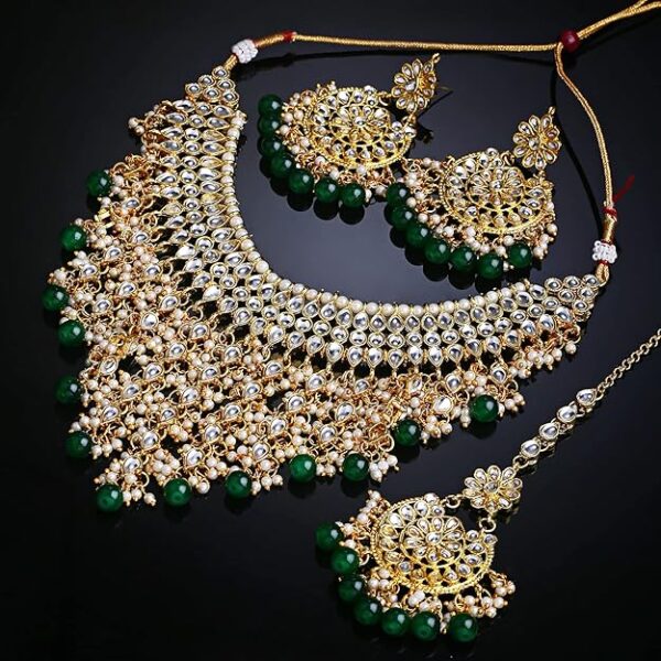 Shining Diva Fashion Latest Stylish Choker Traditional Pearl Kundan Necklace Jewellery Set for Women - Image 6