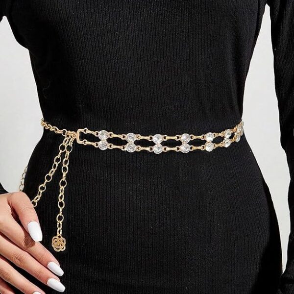 Peora Fashion Cubic Zirconia Studded Dress Belly Chain Adjustable Waist Chain Fancy Kamarbandh Belt for Women - Image 6