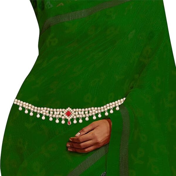 I Jewels 18k Gold Plated Ethnic Kundan Studded Kamarband/Belly Chain for Women (B027) - Image 2