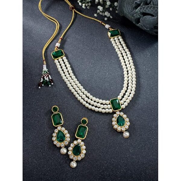 Peora Gold Plated Kundan Long Necklace Earring Indian Traditional Jewellery Set for Women & Girls - Image 5